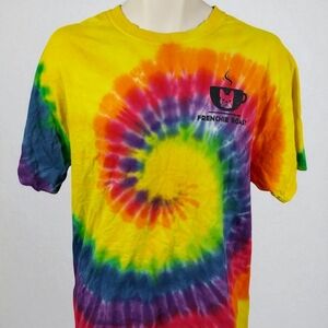 Frenchie Roast Coffee Hippie Tie-dye Size Large Shirt Cycle Circle Y2k